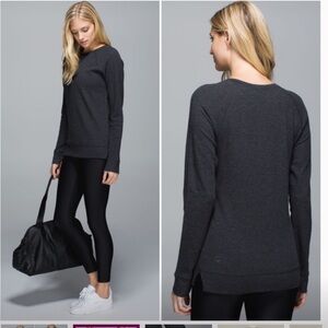 Lululemon Open Your Heart Long Sleeve II Heather Black Classic Stripe Reversible